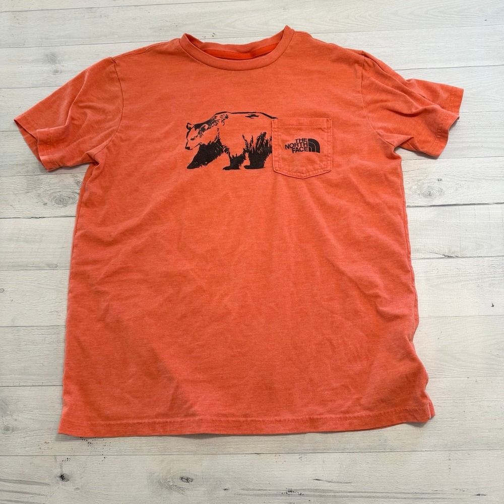 The north face boys orange bear short sleeve shirt 18/20